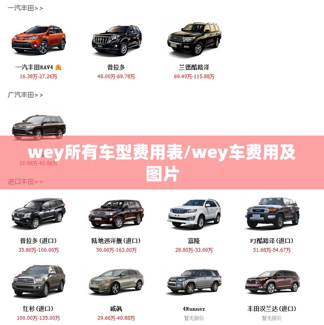 wey所有车型费用表/wey车费用及图片