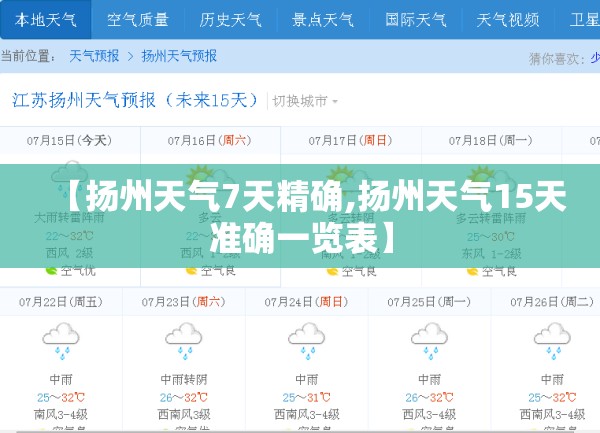 【扬州天气7天精确,扬州天气15天准确一览表】