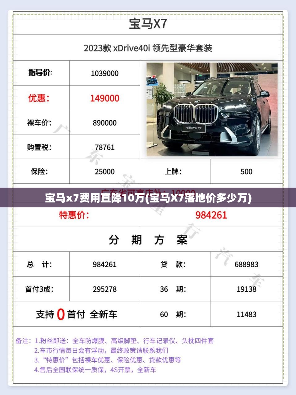 宝马x7费用直降10万(宝马X7落地价多少万)