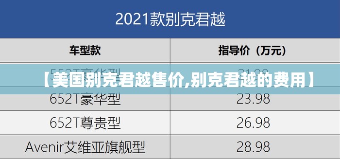 【美国别克君越售价,别克君越的费用】