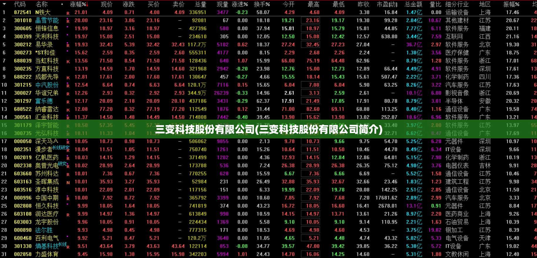 三变科技股份有限公司(三变科技股份有限公司简介)