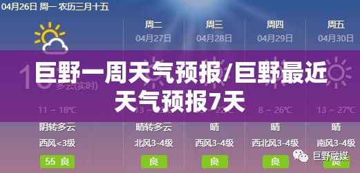 巨野一周天气预报/巨野最近天气预报7天 巨野一周天气预报/巨野最近天气预报7天