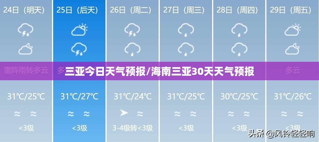 三亚今日天气预报/海南三亚30天天气预报