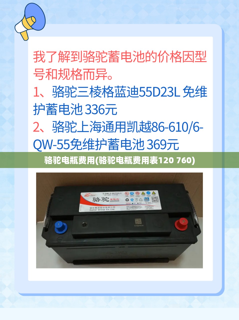 骆驼电瓶费用(骆驼电瓶费用表120 760)