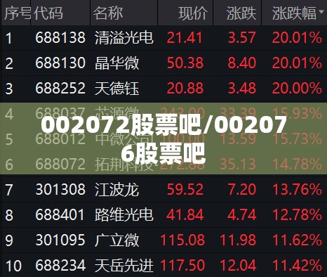 002072股票吧/002076股票吧