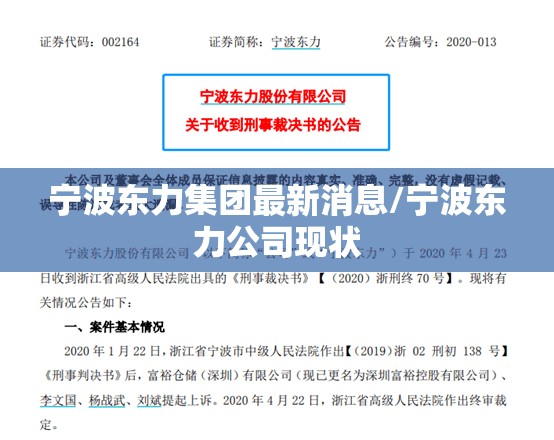 宁波东力集团最新消息/宁波东力公司现状 宁波东力集团最新消息/宁波东力公司现状