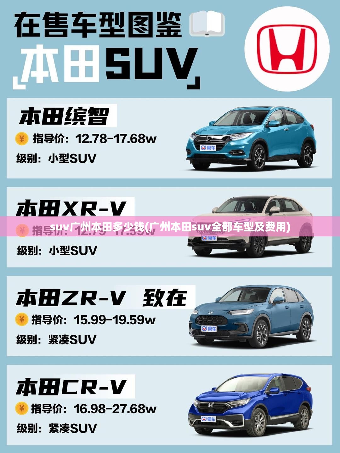 suv广州本田多少钱(广州本田suv全部车型及费用)