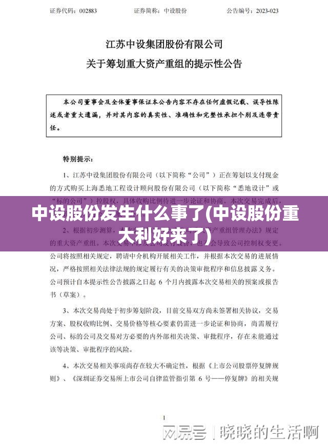 中设股份发生什么事了(中设股份重大利好来了)