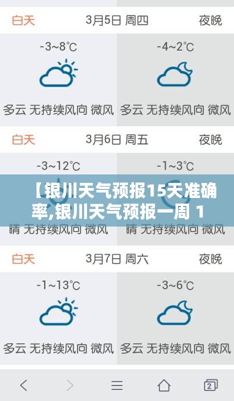 【银川天气预报15天准确率,银川天气预报一周 15天查询结果是什么呢】 【银川天气预报15天准确率,银川天气预报一周 15天查询结果是什么呢】