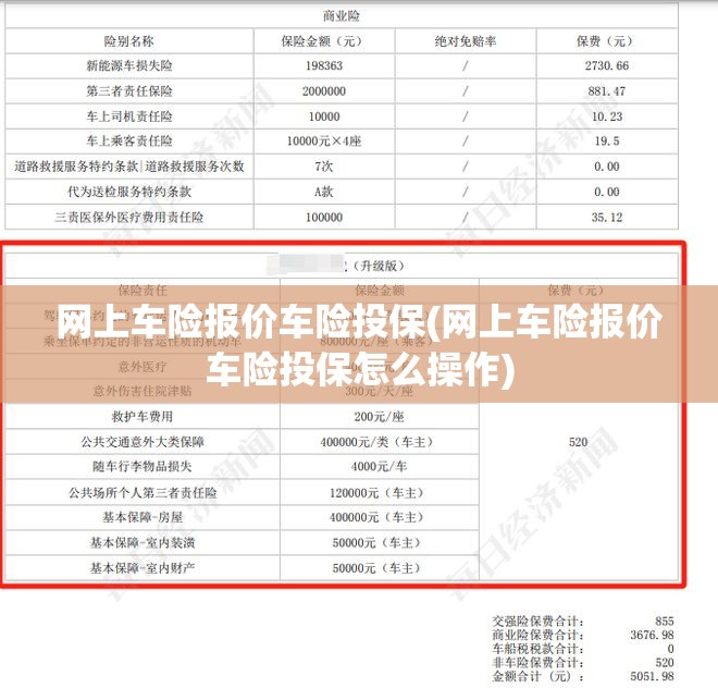 网上车险报价车险投保(网上车险报价车险投保怎么操作)