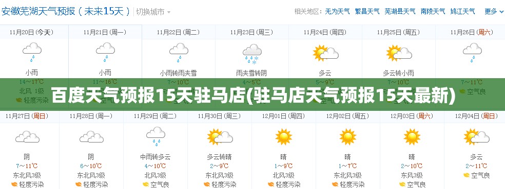 百度天气预报15天驻马店(驻马店天气预报15天最新)