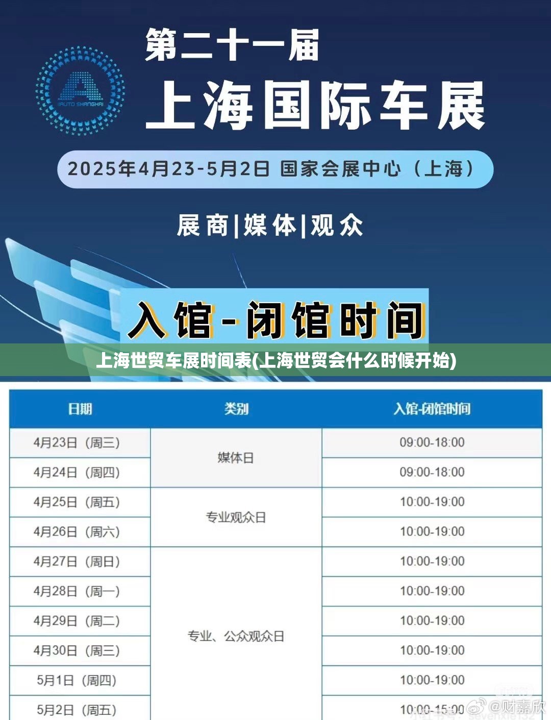 上海世贸车展时间表(上海世贸会什么时候开始)