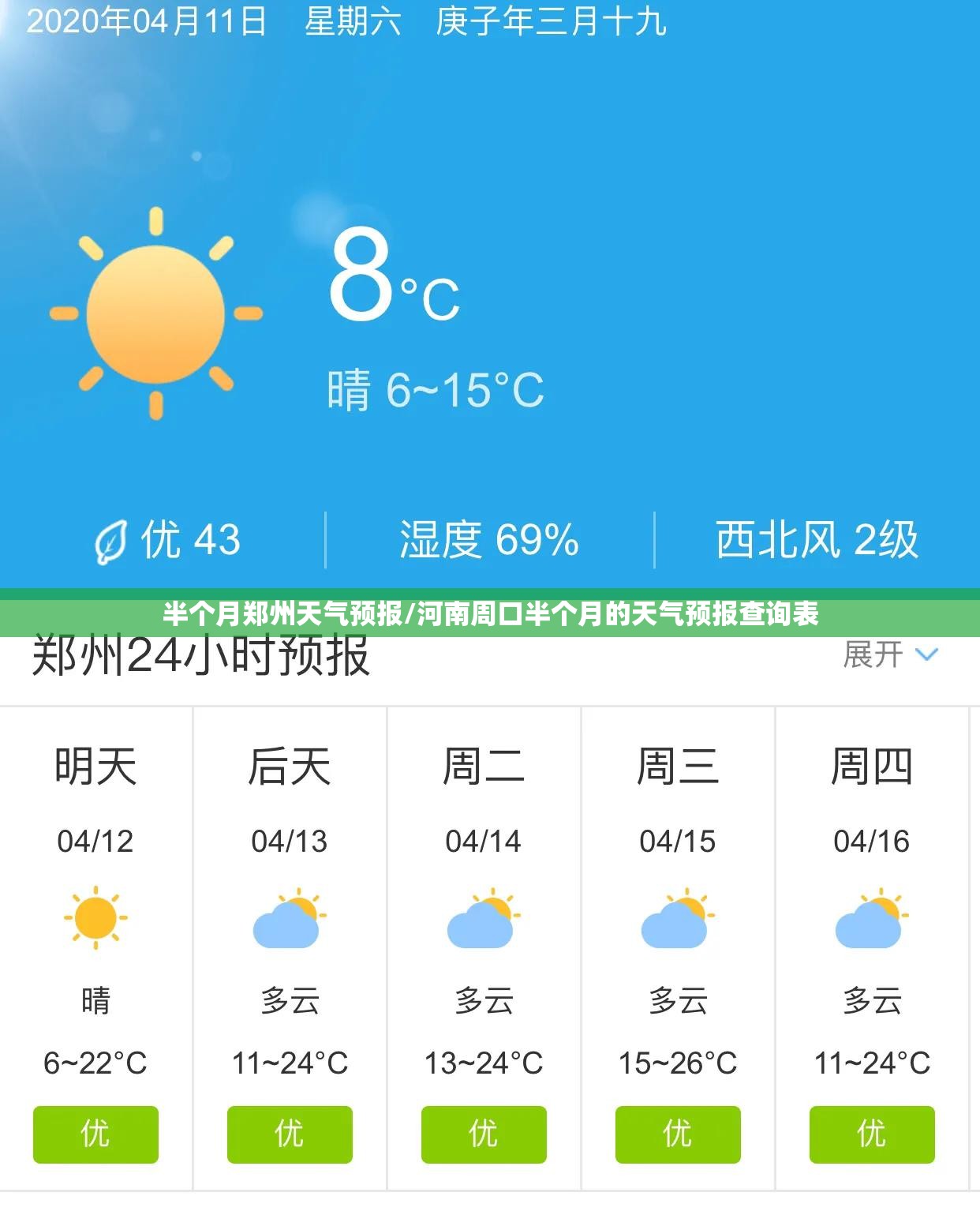 半个月郑州天气预报/河南周口半个月的天气预报查询表