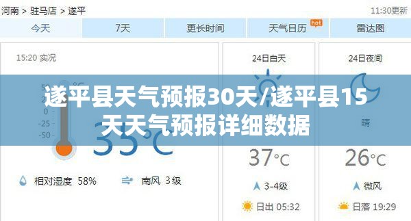 遂平县天气预报30天/遂平县15天天气预报详细数据