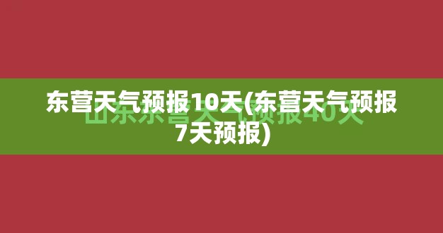 东营天气预报10天(东营天气预报7天预报)
