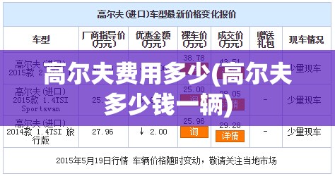 高尔夫费用多少(高尔夫多少钱一辆)