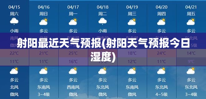 射阳最近天气预报(射阳天气预报今日湿度) 射阳最近天气预报(射阳天气预报今日湿度)