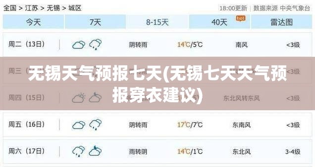 无锡天气预报七天(无锡七天天气预报穿衣建议)