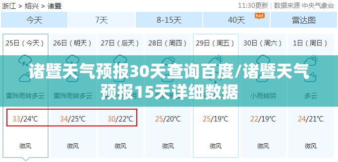 诸暨天气预报30天查询百度/诸暨天气预报15天详细数据 诸暨天气预报30天查询百度/诸暨天气预报15天详细数据