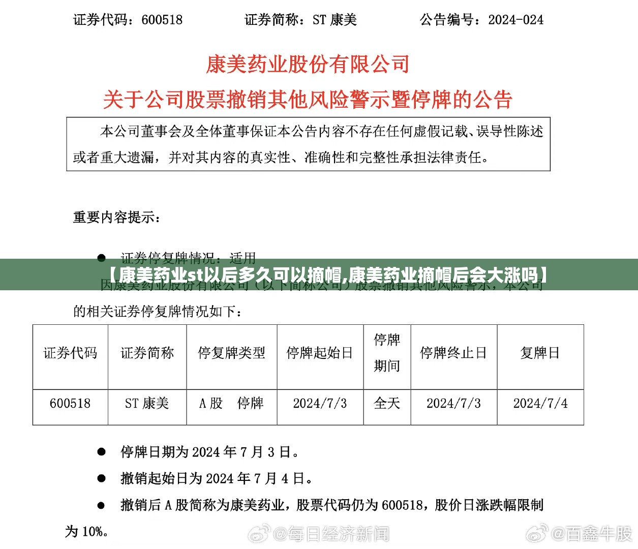 【康美药业st以后多久可以摘帽,康美药业摘帽后会大涨吗】