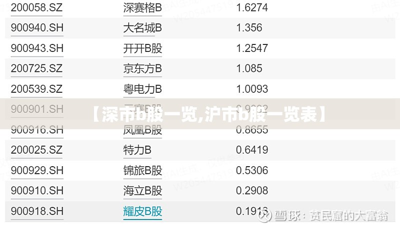 【深市b股一览,沪市b股一览表】