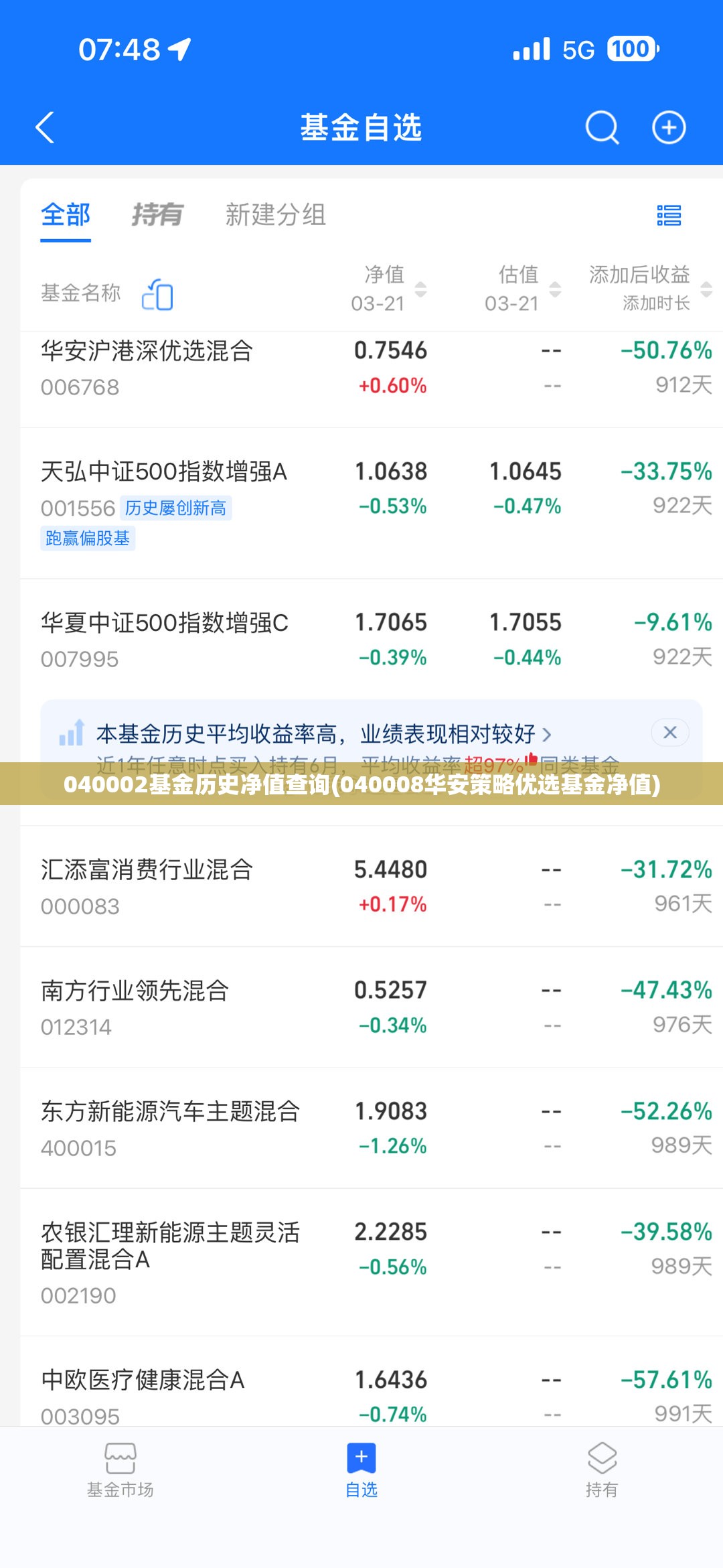 040002基金历史净值查询(040008华安策略优选基金净值)