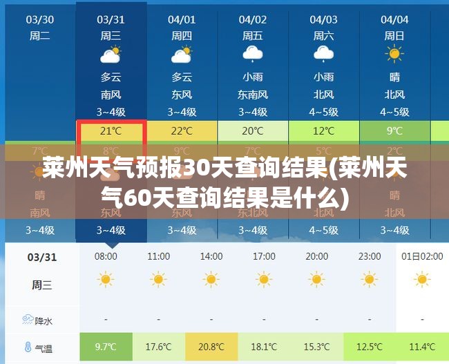 莱州天气预报30天查询结果(莱州天气60天查询结果是什么)